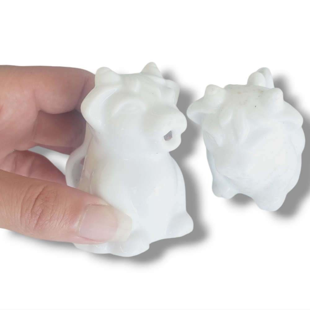 Cordon Bleu Cow Creamer White Porcelain Milk Cream Jar Container Vintage Set 2PC